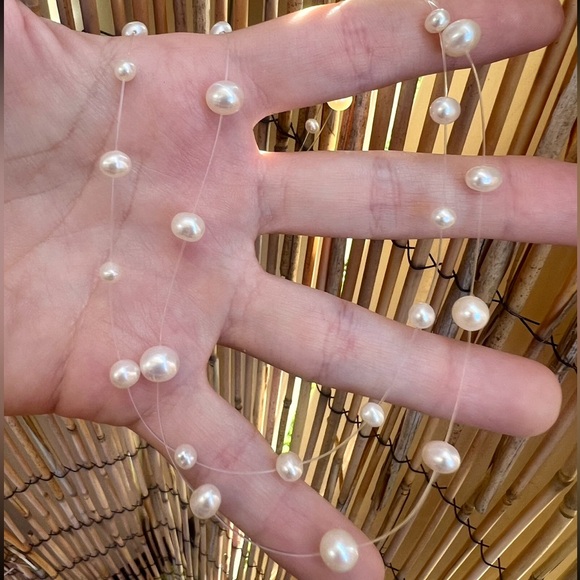 Vintage solid 10k yellow gold genuine pearl necklace